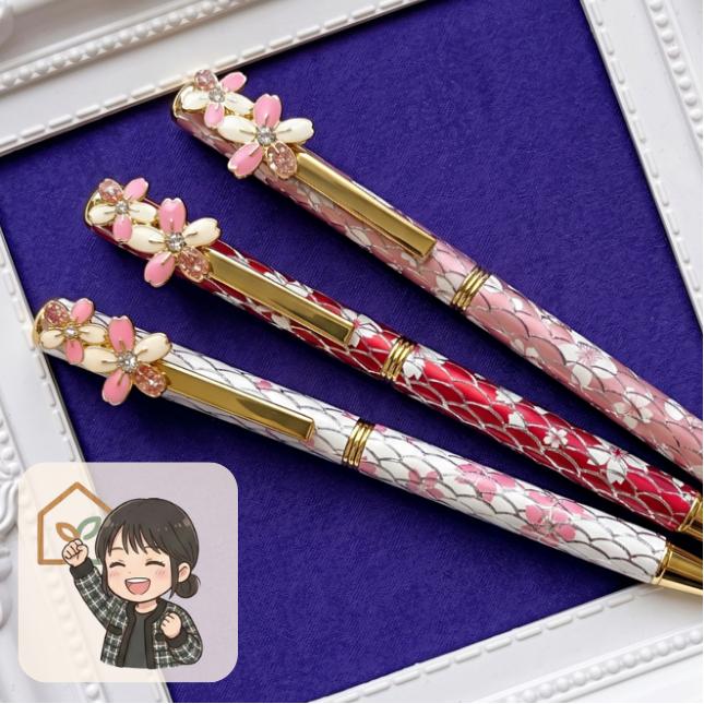 桜のキラキラボールペン（レッド） 書くたびときめくサクラのボールペン アルミ製