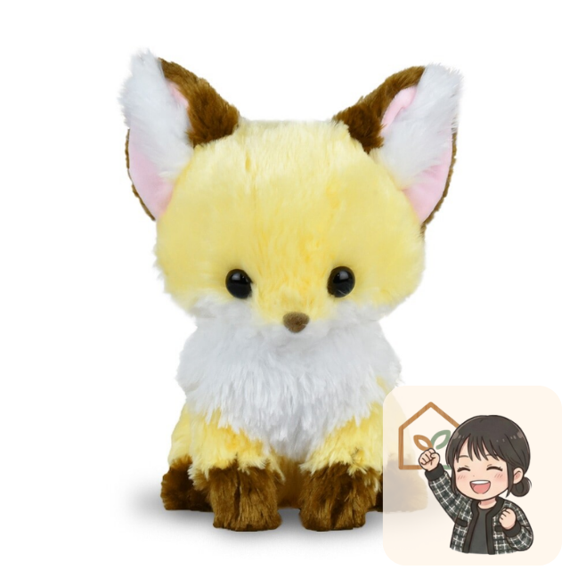 ちょこんと隣に寄り添う姿が愛しすぎるキツネぬいぐるみ 約28cm