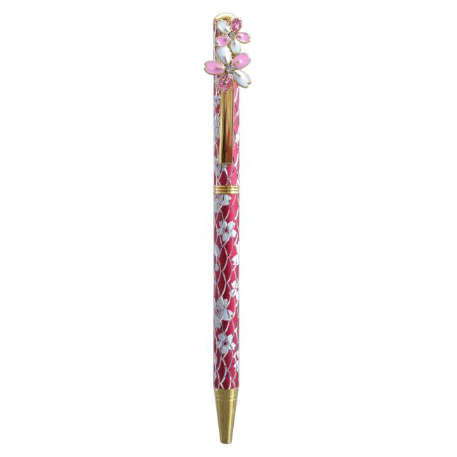 桜のキラキラボールペン（レッド） 書くたびときめくサクラのボールペン アルミ製